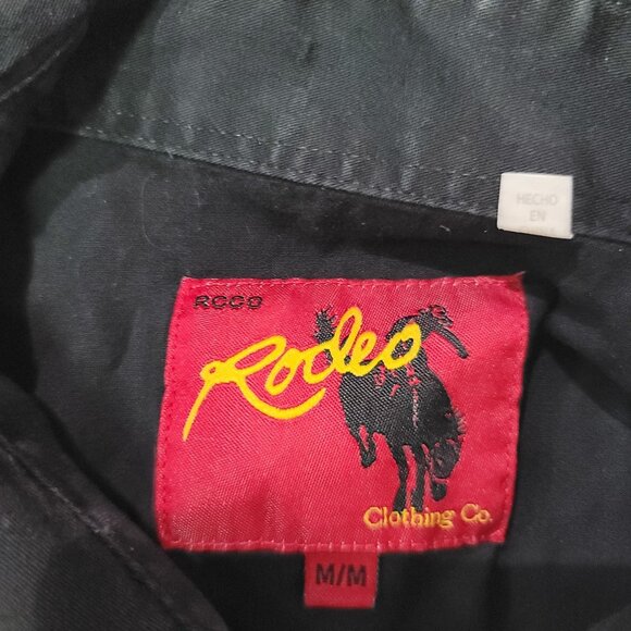 Vintage Rodeo Black Embroidered Western button up Shirt Men's Medium - Picture 4 of 8